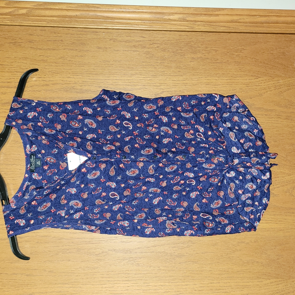 Lucky Brand Blue Ruched Sleeveless Blouse